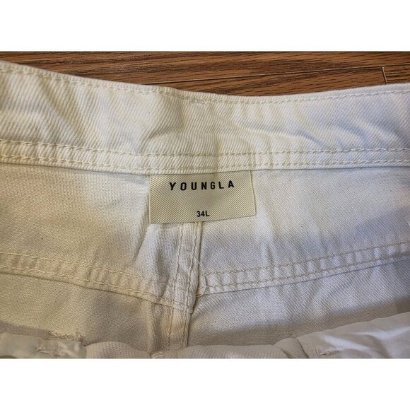YoungLA Baggy Jeans Mens Sz 34L x 31 Off-white #609 Straight Leg NWT Sold Out - Picture 4 of 14